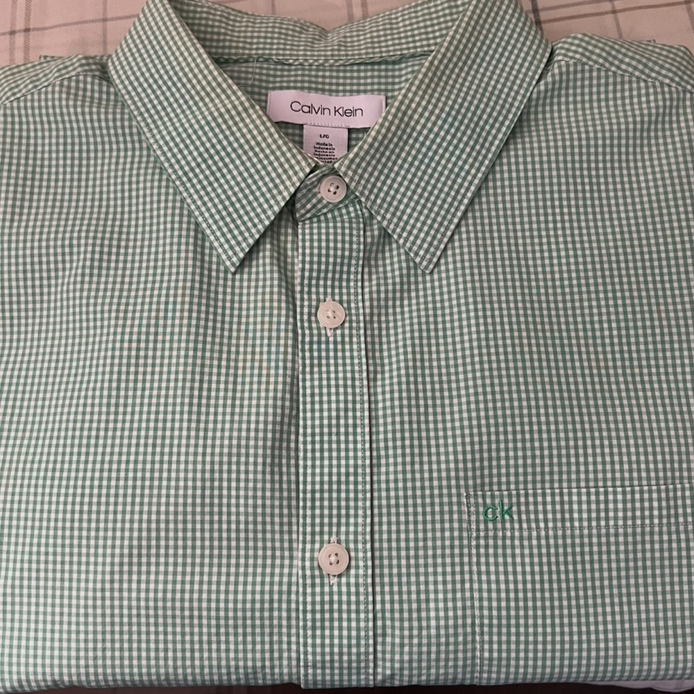 Men Calvin Klein Green Checkered Men's Shirt